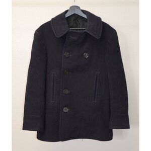 Vintage 1950s US Naval Clothing Depot Button Front Wool Coat Size Small
